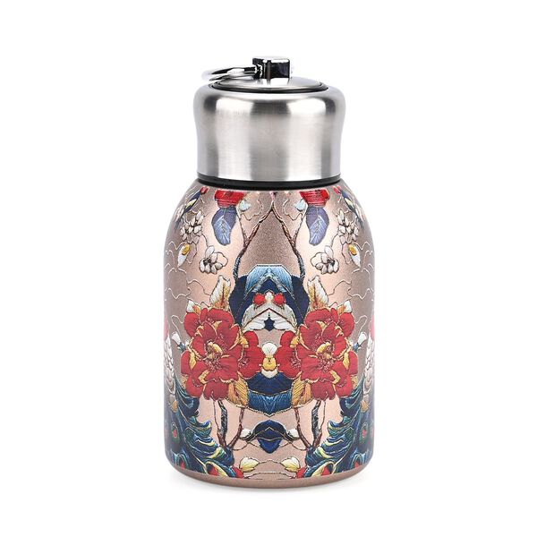 LIVMORE - Isolierflasche aus 316L Edelstahl mit Doppelwand und Pfauenmotiv, Ros&eacute;gold, f&uuml;r hei&szlig;e und kalte Getr&auml;nke, 260 ml image number 6