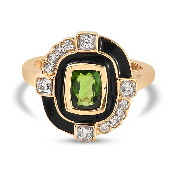 Nat&uuml;rlicher Chromdiopsid und Zirkon Ring 925 Silber vergoldet  ca. 1,23 ct image number 6