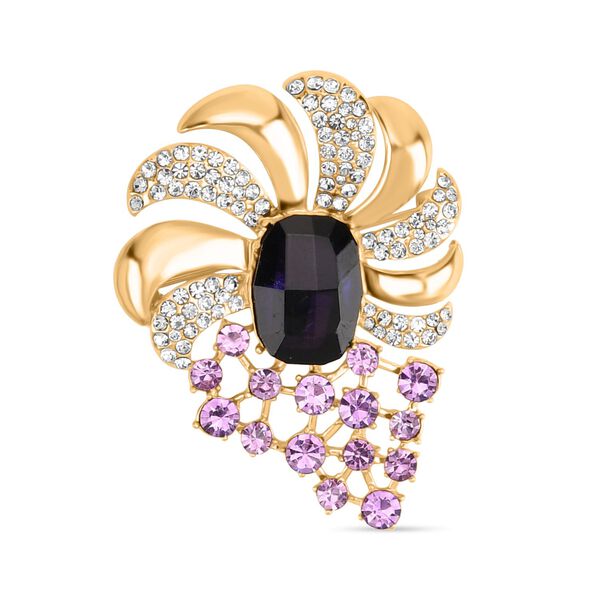 Lila Kristall Brosche  Gelb image number 0