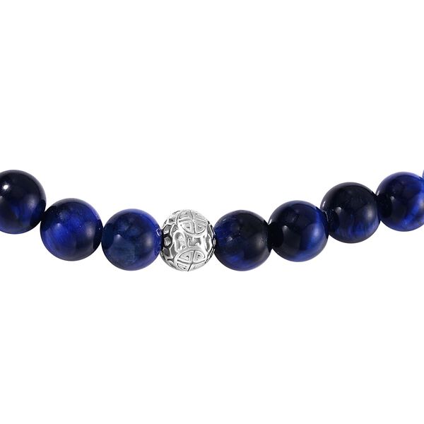 Blaue Tigerauge Halskette, ca. 45 cm+5 cm Extender, 925 Silber rhodiniert, ca. 185.00 ct image number 3