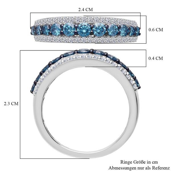 LUXURIANT DIAMOND - Lab Grown Blauer Diamant SI-GH SGL zertifiziert Ring 925 Silber rhodiniert (Gr&ouml;&szlig;e 19.00) ca. 1.00 ct image number 5