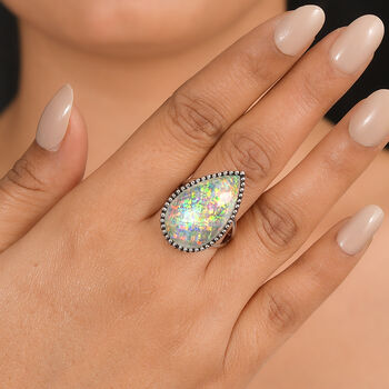 Sajen Silber-Opal Dublett Ring 925 Silber rhodiniert (Gr&ouml;&szlig;e 17.00) ca. 18.89 ct