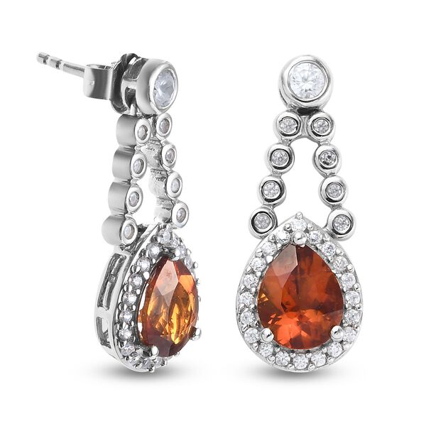 Madira Citrin und Zirkon Ohrh&auml;nger 925 Silber platiniert ca. 3,36 ct&nbsp; image number 4