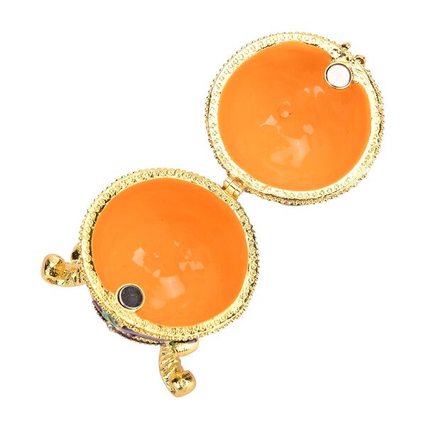 Handgemachte Ei-förmige Schmuckdose mit Bienen- und Blumenverzierung, magnetischer Verschluss, 4.5x7.5 cm, Lila image number 5