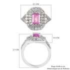 Rosa Saphir und Zirkon-Halo-Ring, 925 Silber platiniert, 2,97 ct. image number 6