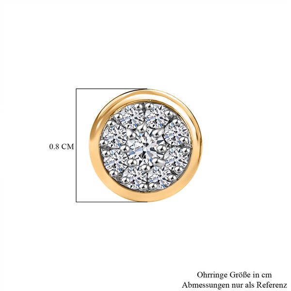LUXURIANT SI-GH Labor Diamant Ohrringe, 925 Silber Gelbgold Vermeil - 0,50 ct. image number 6