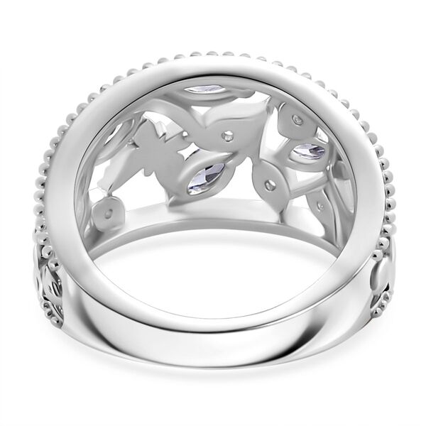 Tansanit Zirkonia, Wei&szlig;er Zirkonia Ring Messing (Gr&ouml;&szlig;e 16.00) image number 5