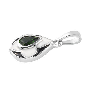 Nat&uuml;rlicher Chromdiopsid Anh&auml;nger 925 Silber platiniert 0.6 (Gr&ouml;&szlig;e 20.00) ca. 0,61 ct