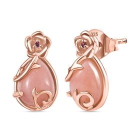 Herzklang - D joy AA Vinicunca-Peruanischer Opal, Lotus Granat Ohrringe 925 Silber 750 rosévergoldet ca. 2.27 ct
