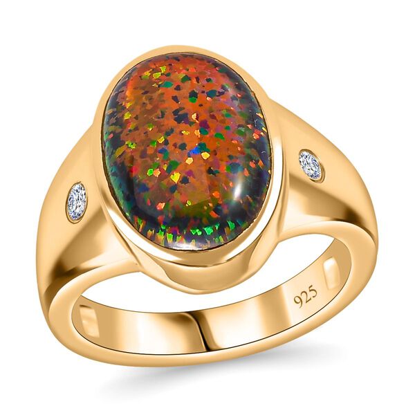 Labor schwarzer Opal und Zirkon Ring - 2,45 ct. image number 5