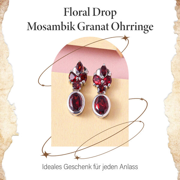 Floral Drop Mosambik Granat-Ohrringe image number 6