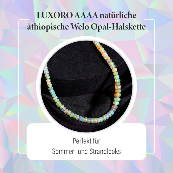 LUXORO AAAA nat&uuml;rliche, &auml;thiopische Welo Opal-Halskette, 45cm - 38,47 ct. image number 3
