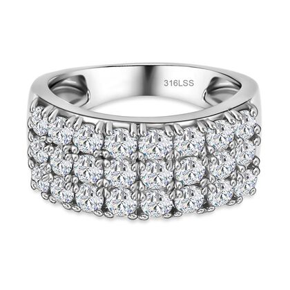 Feinster Zirkonia Ring, 316L Edelstahl , (Gr&ouml;&szlig;e 20.00), ca. 3.48 ct