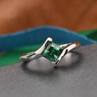 LUSTRO STELLA Hergestellt mit Grüner ZIRKONIA Solitär Ring 925 Silber Platin-Überzug (Größe 16.0) image number 1