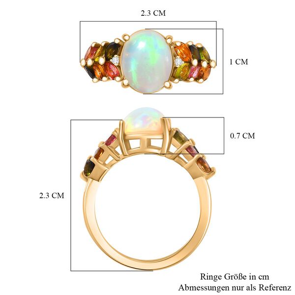 AA nat&uuml;rlicher, &auml;thiopischer Welo Opal, Zirkon und Multi-Turmalin-Ring - 2,70 ct. image number 8