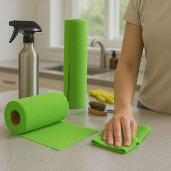 Wiederverwendbare Abrei&szlig;-Mikrofaser Reinigungstuchrolle, 30 T&uuml;cher/Rolle, gr&uuml;n