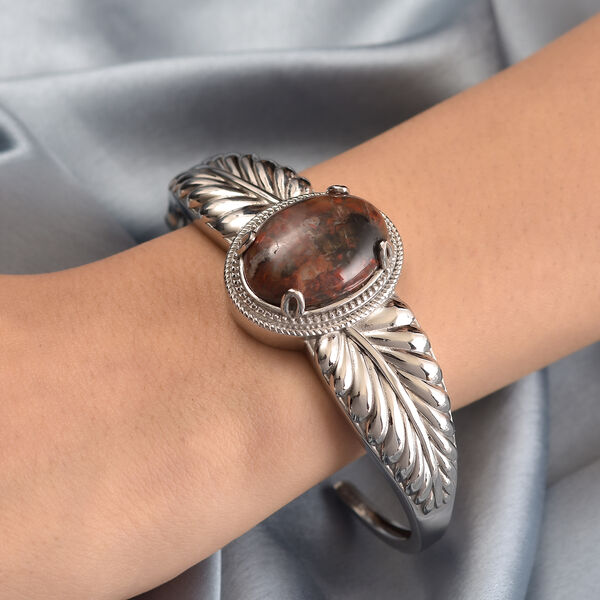 Porzellan Jaspis Armreif ca. 19 cm Edelstahl ca. 25.27 ct image number 2