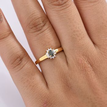 Djoy Alexandrit, Moissanit Ring 925 Silber 750 Gelbgold Vermeil (Gr&ouml;&szlig;e 21.00) ca. 0.27 ct