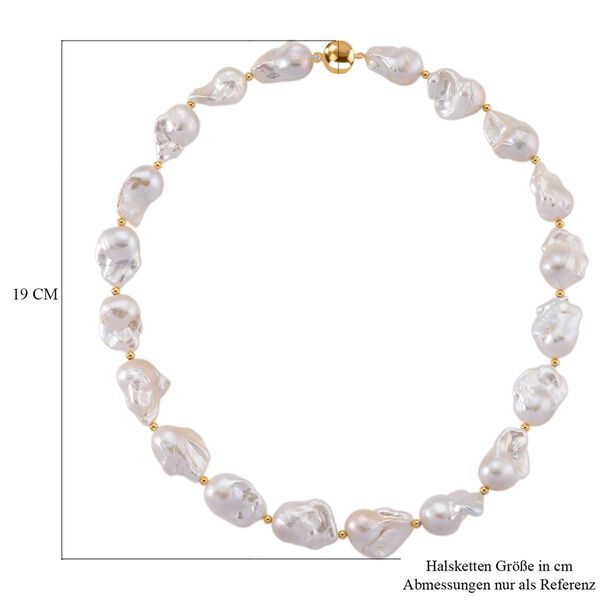 D'Joy AAAA Wei&szlig;e-Barockperle (13-16 mm) Halskette ca. 50 cm 925 Silber vergoldet image number 7