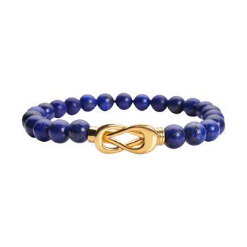 Lapislazuli Armband, ca. 20 cm, Edelstahl goldfarben ca. 112.50 ct