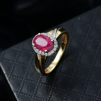 D'Joy afrikanischer Rubin und Zirkon zweifarbiger Ring - 2,21 ct.