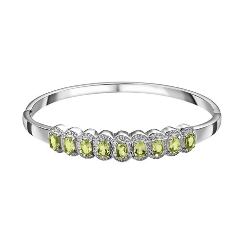 Natürlicher Peridot Armreif, ca. 20 cm, Edelstahl ca. 4.30 ct image number 0