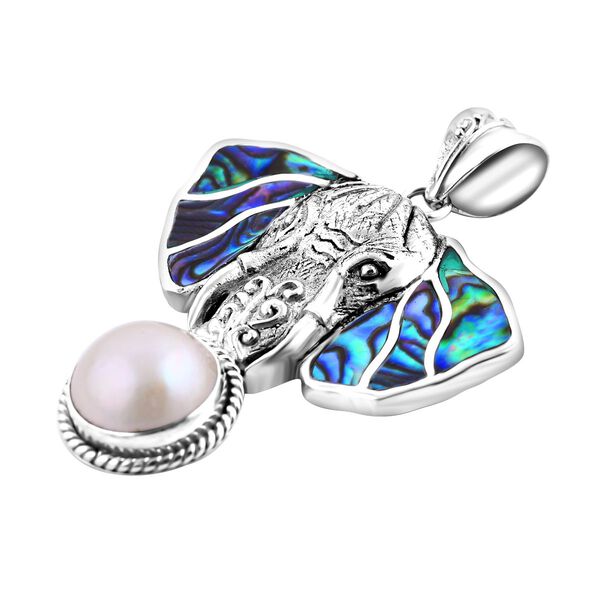 Wei&szlig;e Mabe Perle (12 mm), Abalone Muschel Anh&auml;nger 925 Silber image number 3