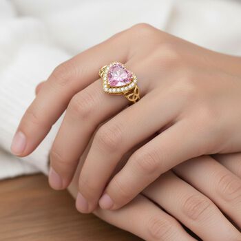 Rosa Zirkonia, Wei&szlig;er Zirkonia Ring Nickelfreies Messing vergoldet (Gr&ouml;&szlig;e 16.00)