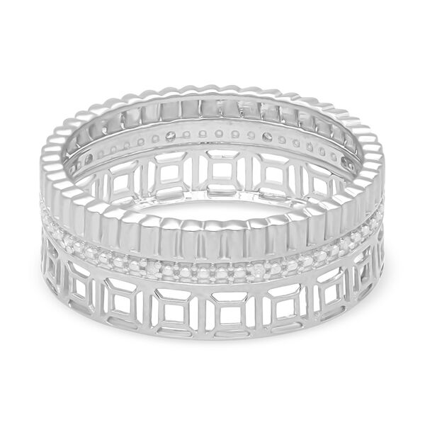 Weißer Diamant P Ring 925 Silber platiniert (Größe 21.00) image number 4