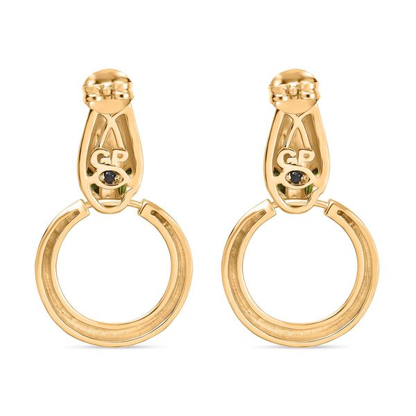 Natürlicher Chromdiopsid, Kanchanaburi Blauer Saphir Ohrringe 925 Silber 750 Gelbgold Vermeil ca. 0.44 ct image number 6