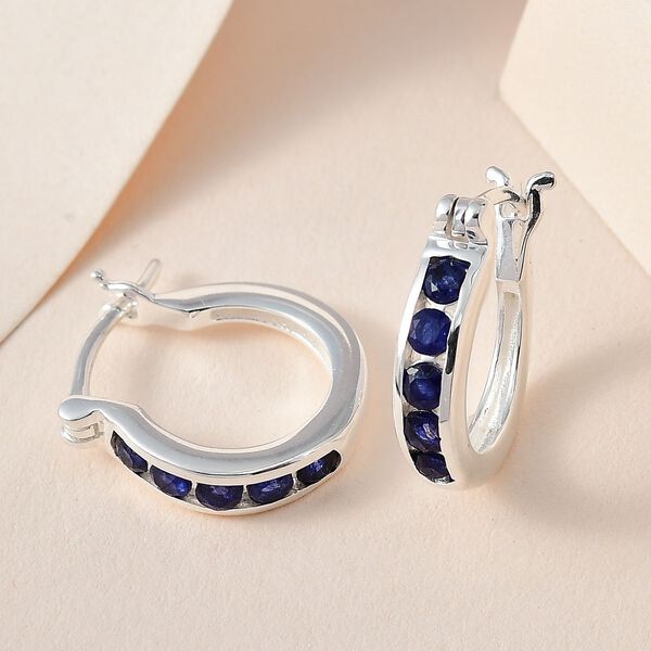 Masoala Saphir (Fissure gef&uuml;llt) Creolen, 925 Silber, ca. 1.17 ct image number 1