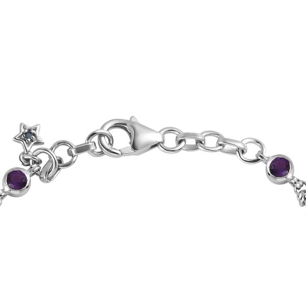 GP Coin Kollektion - Afrikanisches Amethyst und Kanchanaburi blaues Saphir-Armband, 19 cm - 0,73 ct. image number 4