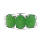 Grüne Jade Ring 925 Silber (Größe 19.00) ca. 3,51 ct