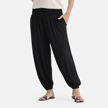 LA MAREY Jersey Komforthose mit Smokbund, Einheitsgr&ouml;&szlig;e, Schwarz