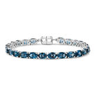 EXKLUSIVES ANGEBOT London Blau Topas Armband ca. 19 cm 925 Silber rhodiniert ca. 22.63 ct