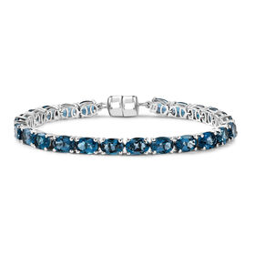 EXKLUSIVES ANGEBOT London Blau Topas Armband ca. 19 cm 925 Silber rhodiniert ca. 22.63 ct