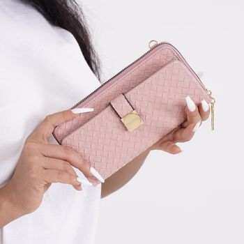CLOSE OUT - gewebte Crossbody Tasche, Multif&auml;cher, Rosa
