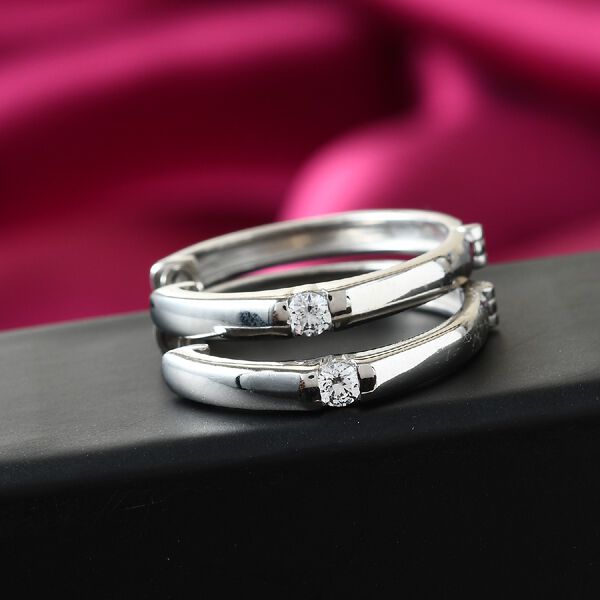 LUSTRO STELLA Hergestellt mit ZIRKONIA Creolen 925 Silber Platin-&Uuml;berzug image number 2