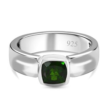 Nat&uuml;rlicher Chromdiopsid Ring, 925 Silber platiniert (Gr&ouml;&szlig;e 17.00) ca. 0.98 ct
