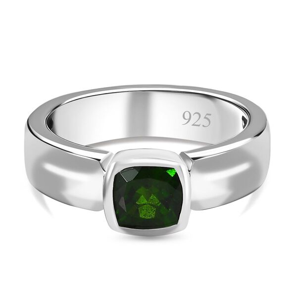 Nat&uuml;rlicher Chromdiopsid Ring, 925 Silber platiniert (Gr&ouml;&szlig;e 17.00) ca. 0.98 ct