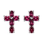 Rhodolith Granat-Ohrringe, 925 Silber platiniert ca. 2,47 ct