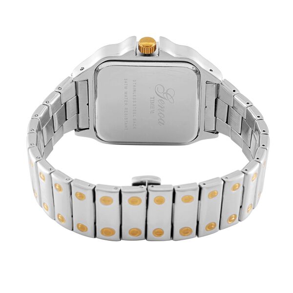 GENOA - Elegante Japan-Uhr mit Datumsfunktion, IPS-versilbertem Geh&auml;use, r&ouml;mischen Ziffern, Edelstahlarmband, 3 ATM Wasserdichtigkeit, 20 cm, bicolor image number 7