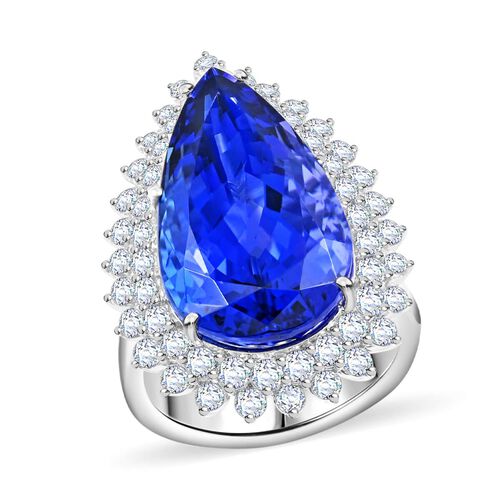 Chairman's Vault Collection - zertifiziert und geprüft RHAPSODY AAAA Tansanit und VS-EF Diamant Halo Ring in 950 Platin - 21,15 ct. image number 0