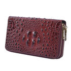 Brieftasche aus 100% echtem Leder mit Kroko-Prägung, Größe 20x5x12 cm, Burgunderrot image number 1