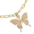Schmetterling weißer Kristall Halskette, ca. 50 cm, goldfarben image number 2
