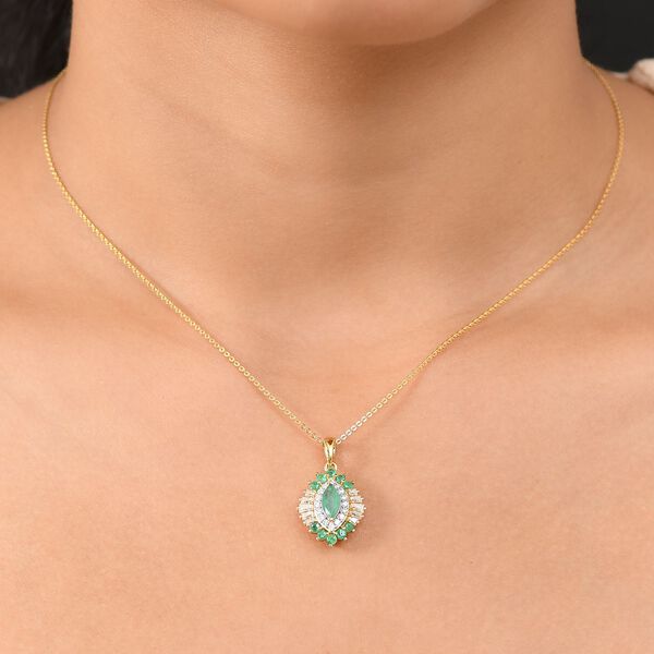 D’Joy AAA Kagem sambischer Smaragd und Moissanit Anhänger mit 50cm Kette - 1,30 ct. image number 3