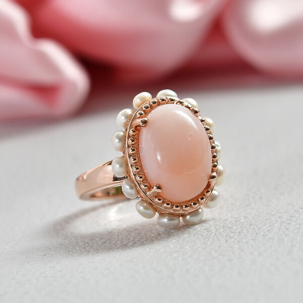 D'Joy AA Rosa Opal und S&uuml;&szlig;wasser Perle Ring image number 1
