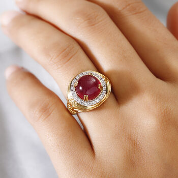 Afrikanischer Rubin und Zirkon-Ring - 6,86 ct.