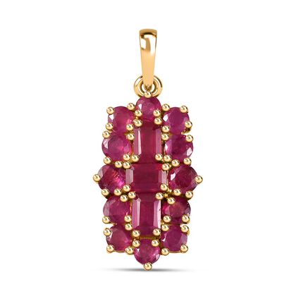 AA Afrikanischer Rubin (Fissure gef&uuml;llt) Anh&auml;nger 925 Silber 750 Gelbgold Vermeil ca. 6.67 ct