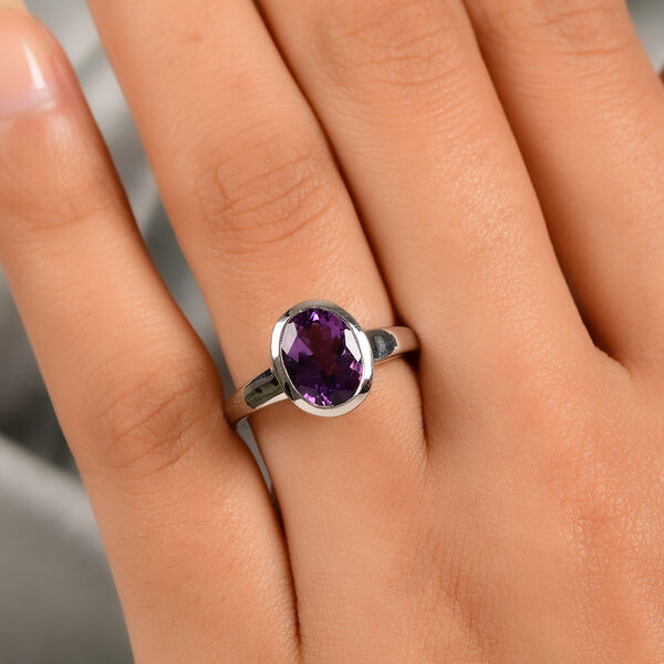 Mashamba Amethyst Solit&auml;r-Ring, 925 Silber platiniert  ca. 2,40 ct image number 3